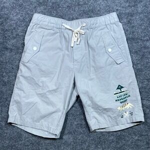 LRG Lifted Research Group Mens XL Light Grey Graphic Cotton Drawstring Shorts